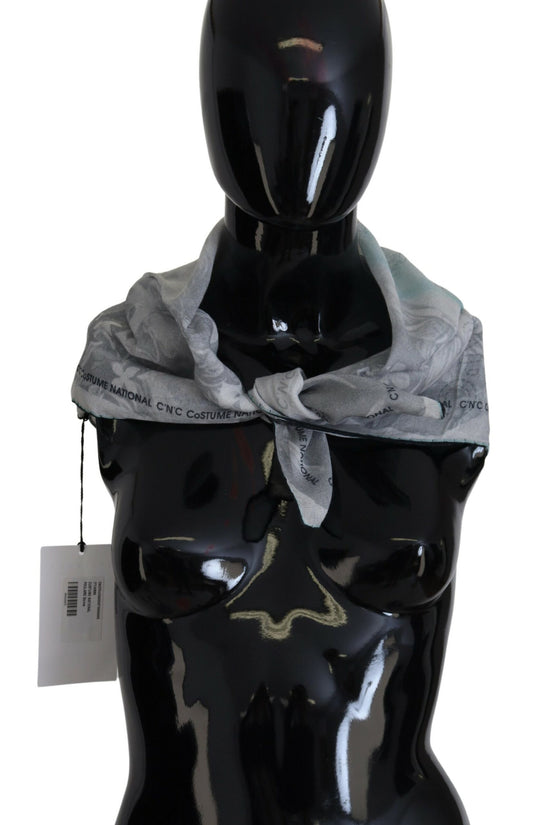 Costume National Gray Print Shawl Foulard Branded Scarf $227.00 Costume National Luzworld