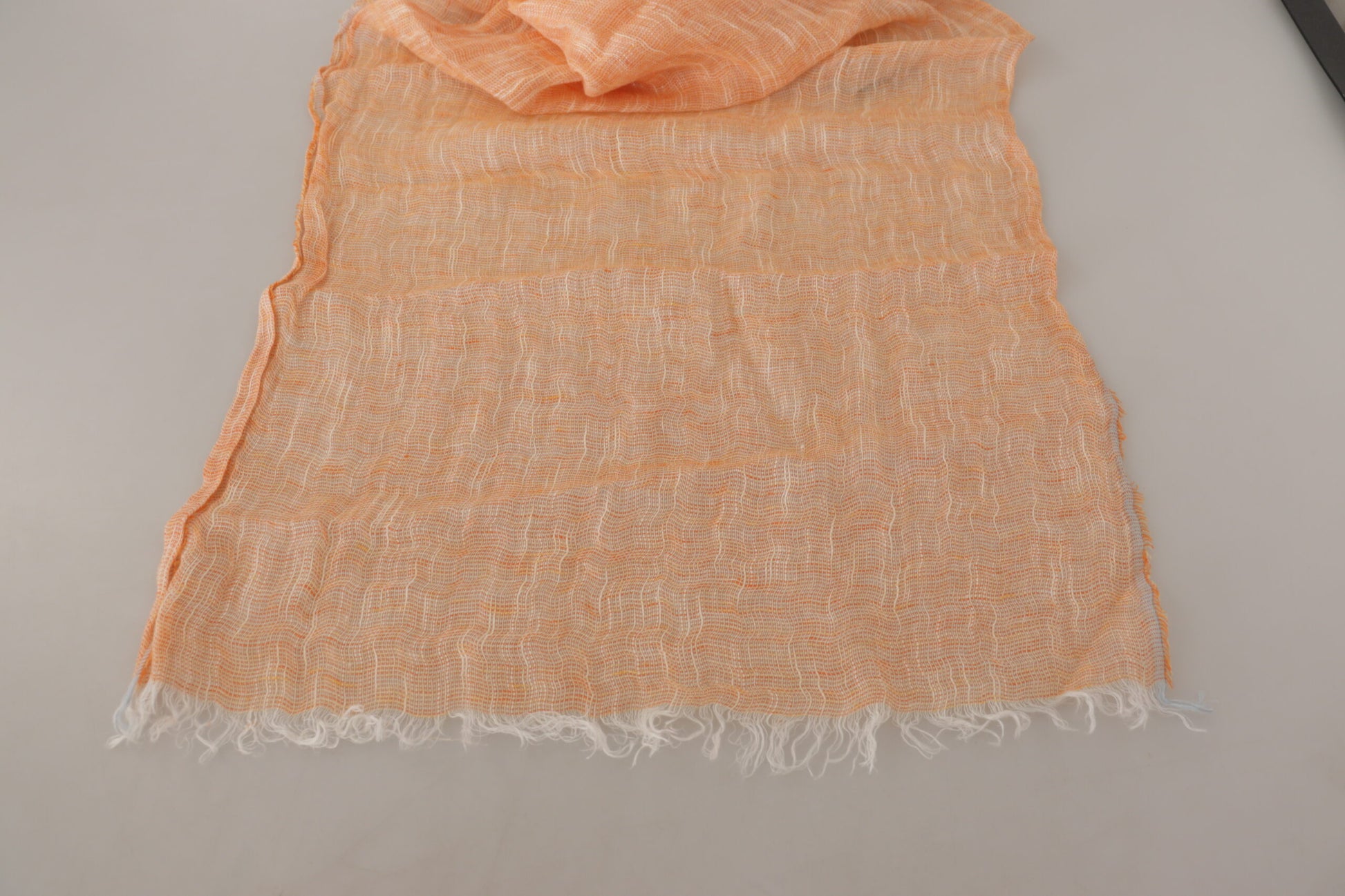 Malo Peach Linen Knitted Shawl Wrap Fringes Scarf $869.00 Malo Luzworld