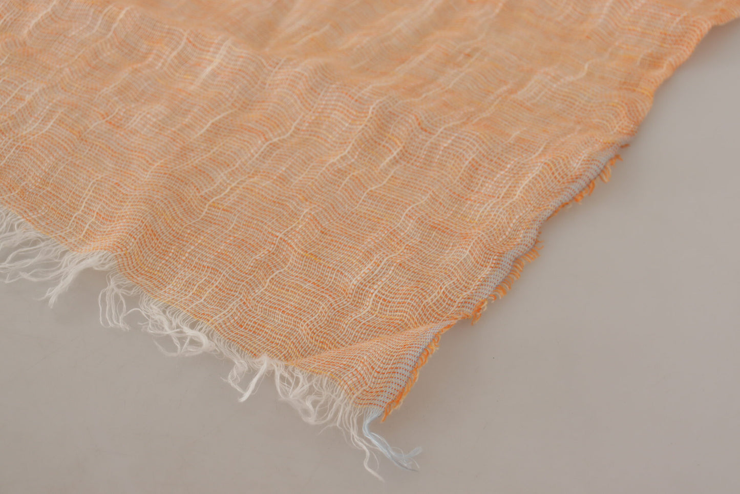 Malo Peach Linen Knitted Shawl Wrap Fringes Scarf $869.00 Malo Luzworld