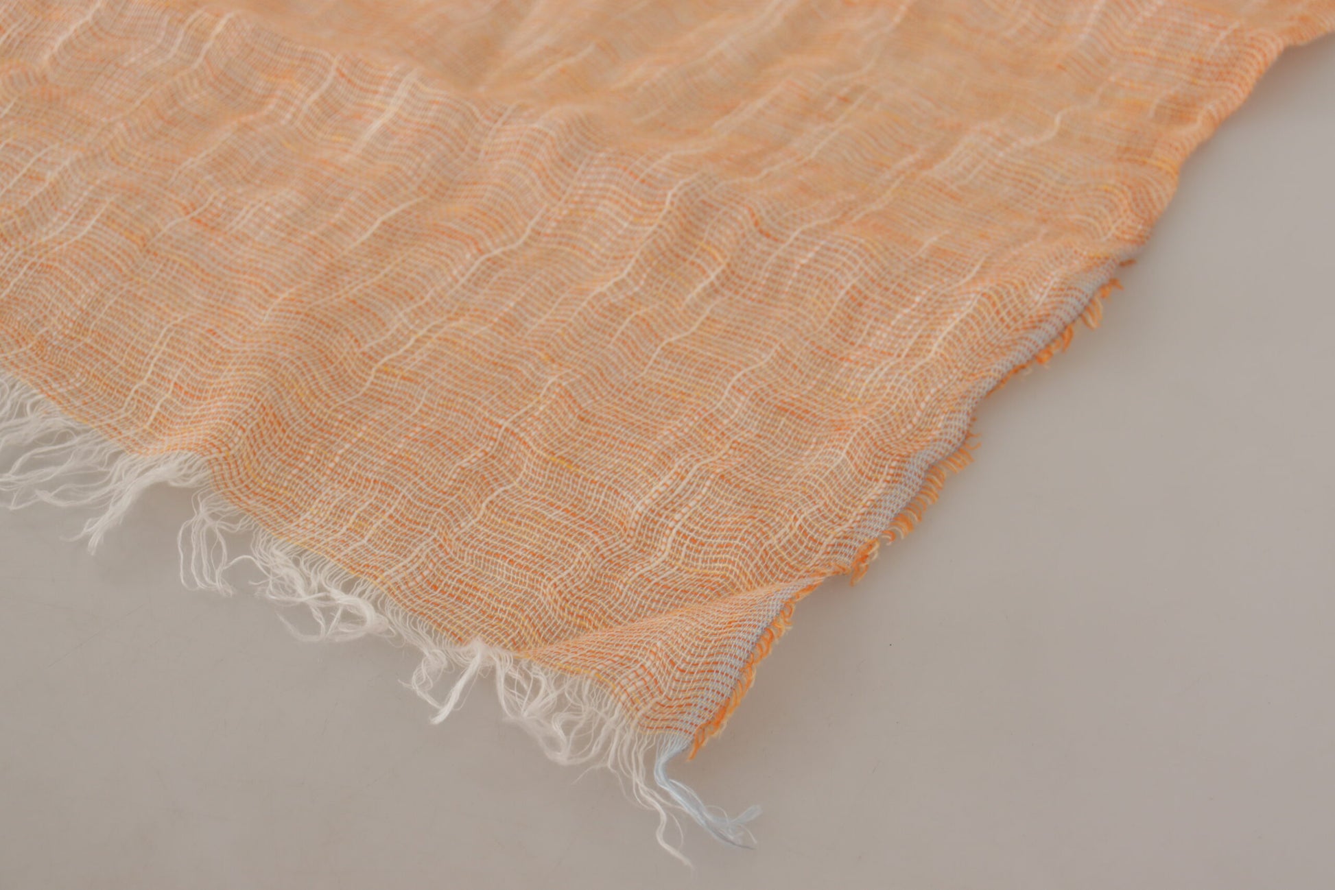 Malo Peach Linen Knitted Shawl Wrap Fringes Scarf $869.00 Malo Luzworld