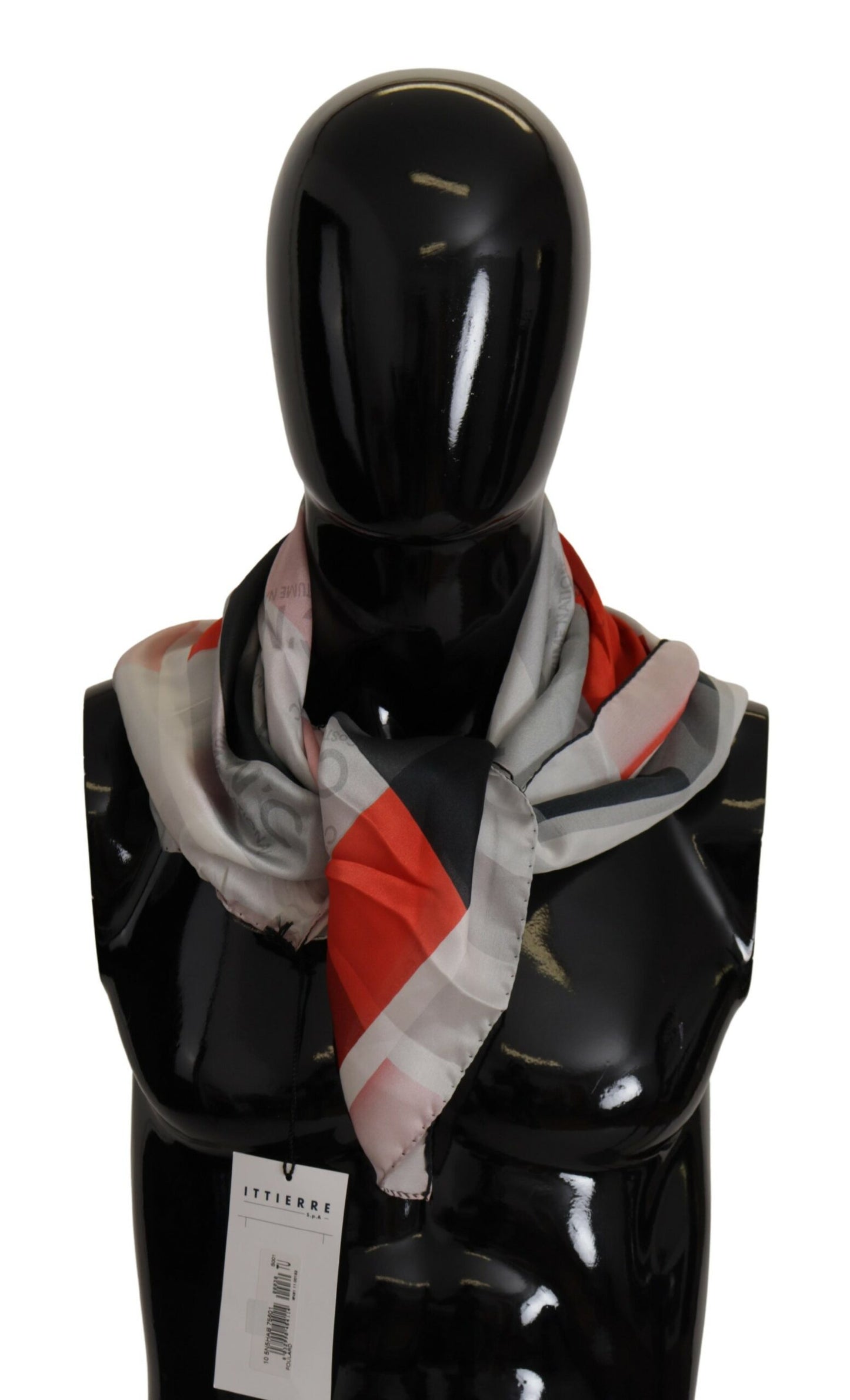 Costume National Gray Red Silk Shawl Foulard Wrap Scarf $219.00 Costume National Luzworld