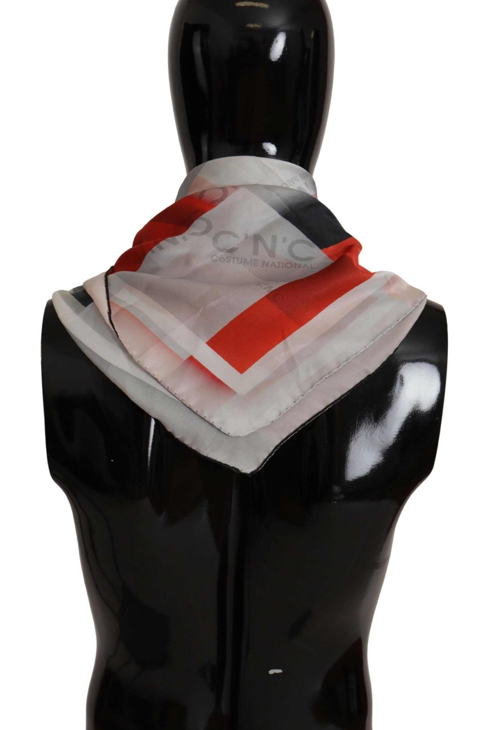 Costume National Gray Red Silk Shawl Foulard Wrap Scarf $219.00 Costume National Luzworld