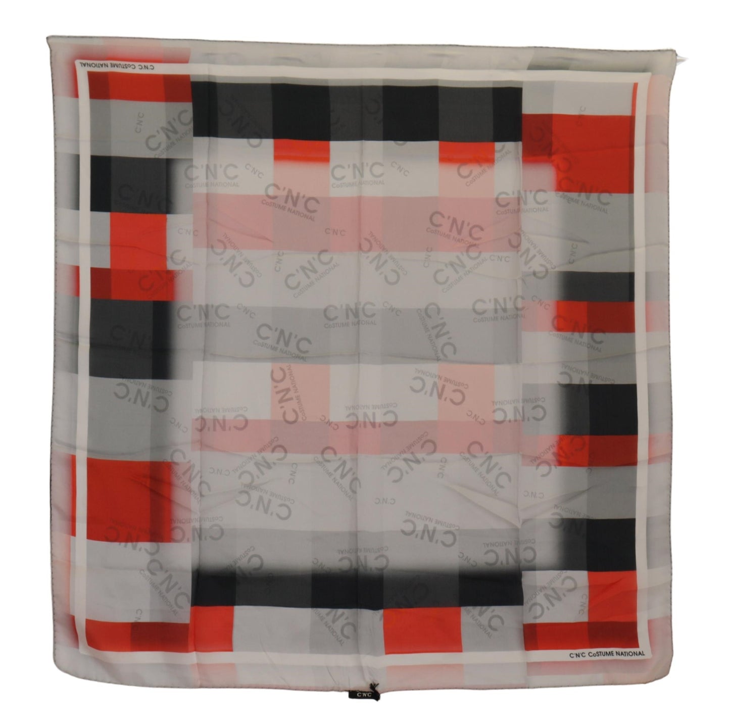 Costume National Gray Red Silk Shawl Foulard Wrap Scarf $219.00 Costume National Luzworld