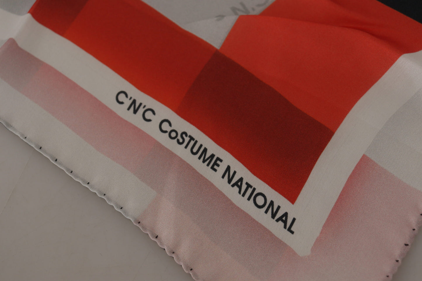 Costume National Gray Red Silk Shawl Foulard Wrap Scarf $219.00 Costume National Luzworld