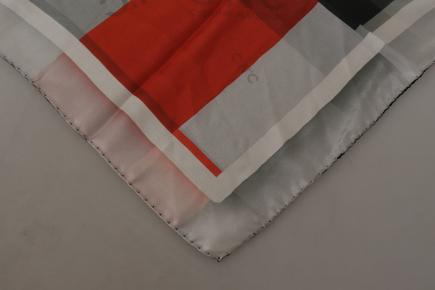 Costume National Gray Red Silk Shawl Foulard Wrap Scarf $219.00 Costume National Luzworld