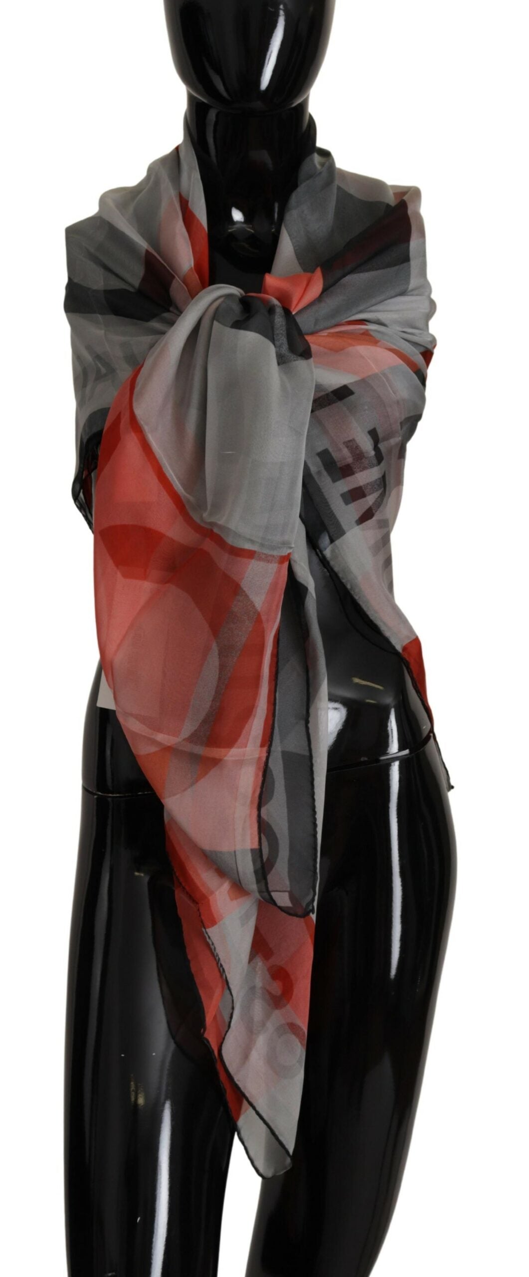 Costume National Gray Red Shawl Foulard Wrap Scarf $280.00 Costume National Luzworld