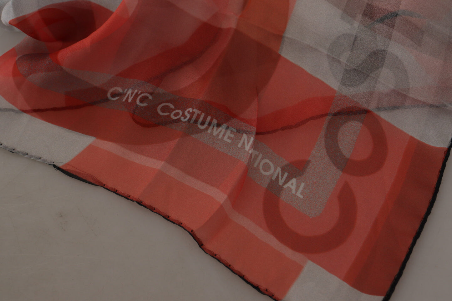 Costume National Gray Red Shawl Foulard Wrap Scarf $280.00 Costume National Luzworld