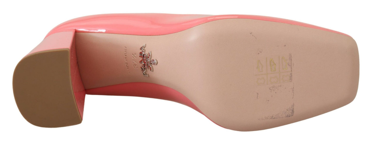 Prada Pink Patent Leather Block Heels Pumps Classic $1891.00 Prada Luzworld