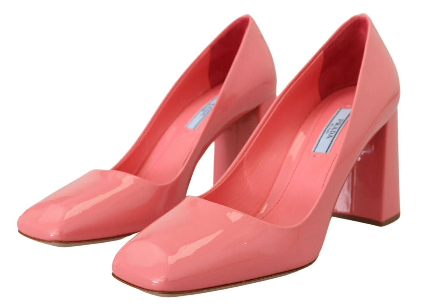 Prada Pink Patent Leather Block Heels Pumps Classic $1891.00 Prada Luzworld