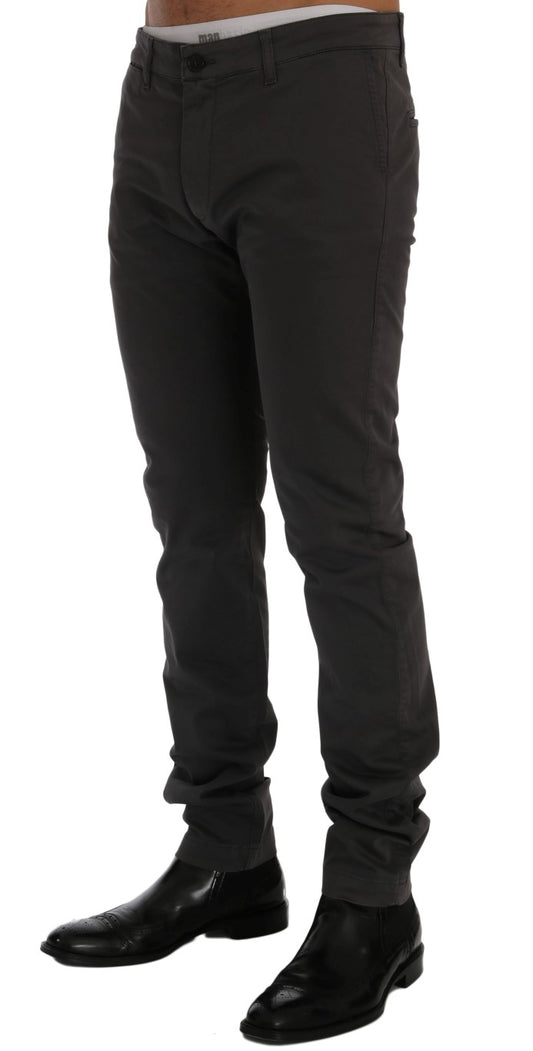 GF Ferre Gray Cotton Stretch Chinos Pants
