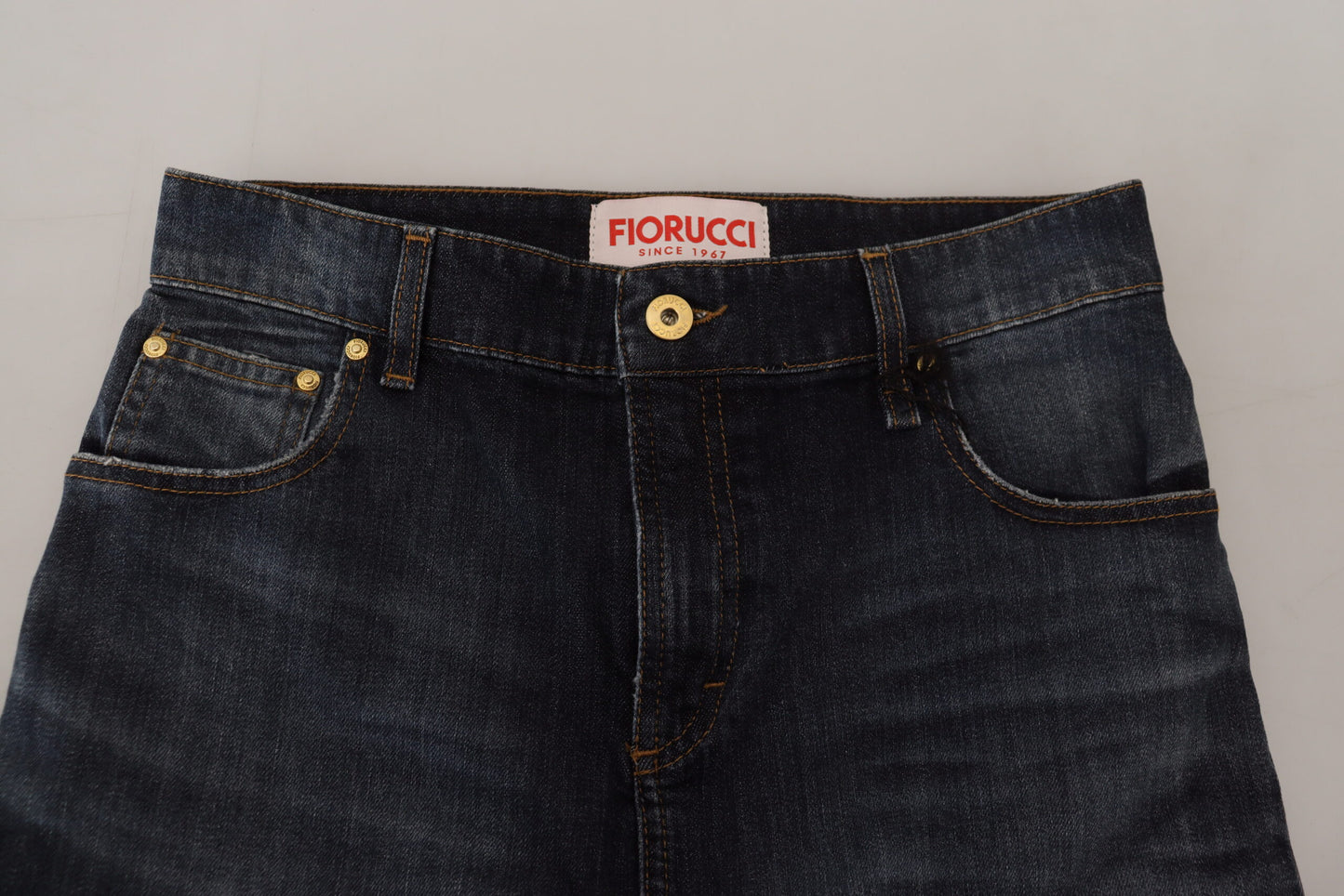 Fiorucci Dark Blue Washed Mid Waist Pencil Cut Denim Skirt $605.00 Fiorucci Luzworld