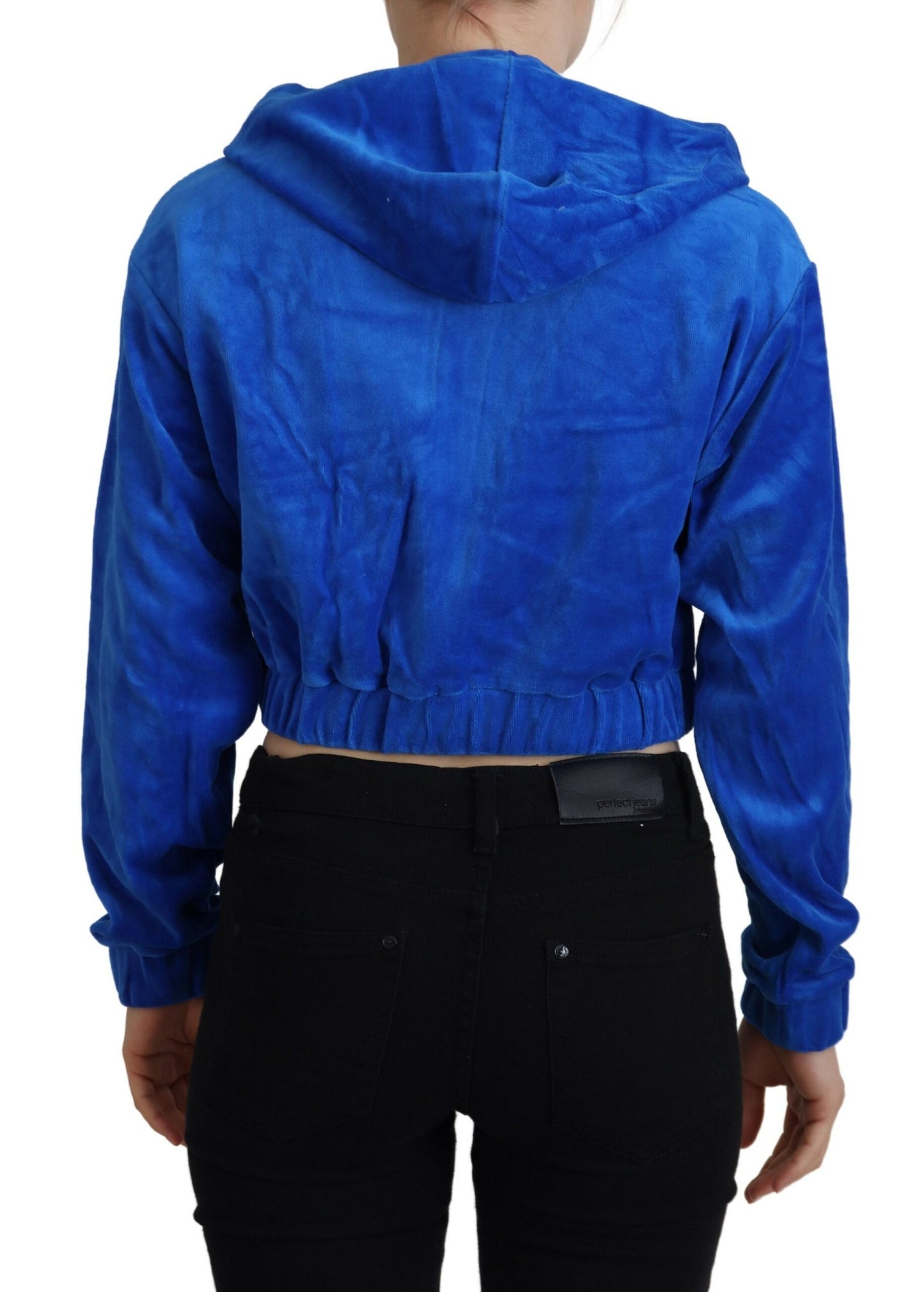 Juicy Couture Blue Cotton Full Zip Cropped Hooded Sweatshirt Sweater $143.00 Juicy Couture Luzworld