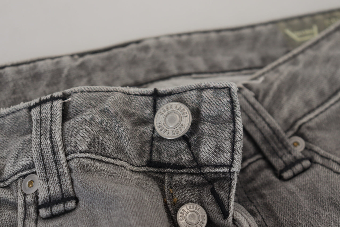 Care Label Gray Washed Cotton Skinny Women Casual Denim Jeans $194.00 Care Label Luzworld