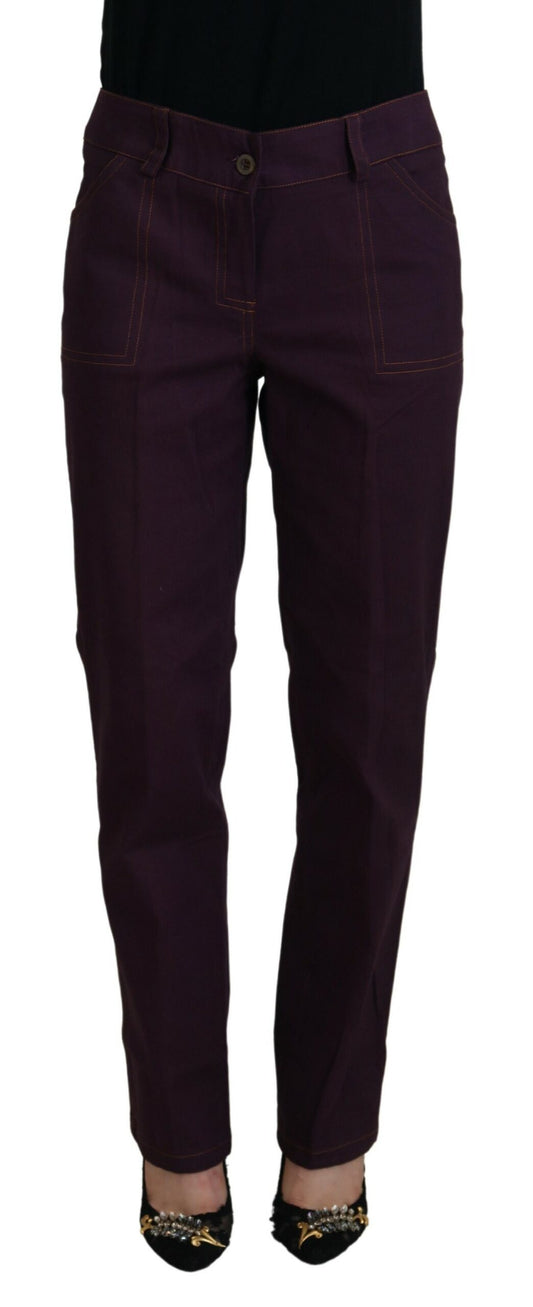 BENCIVENGA Purple Cotton Mid Waist Women Tapered Pants $547.00 BENCIVENGA Luzworld