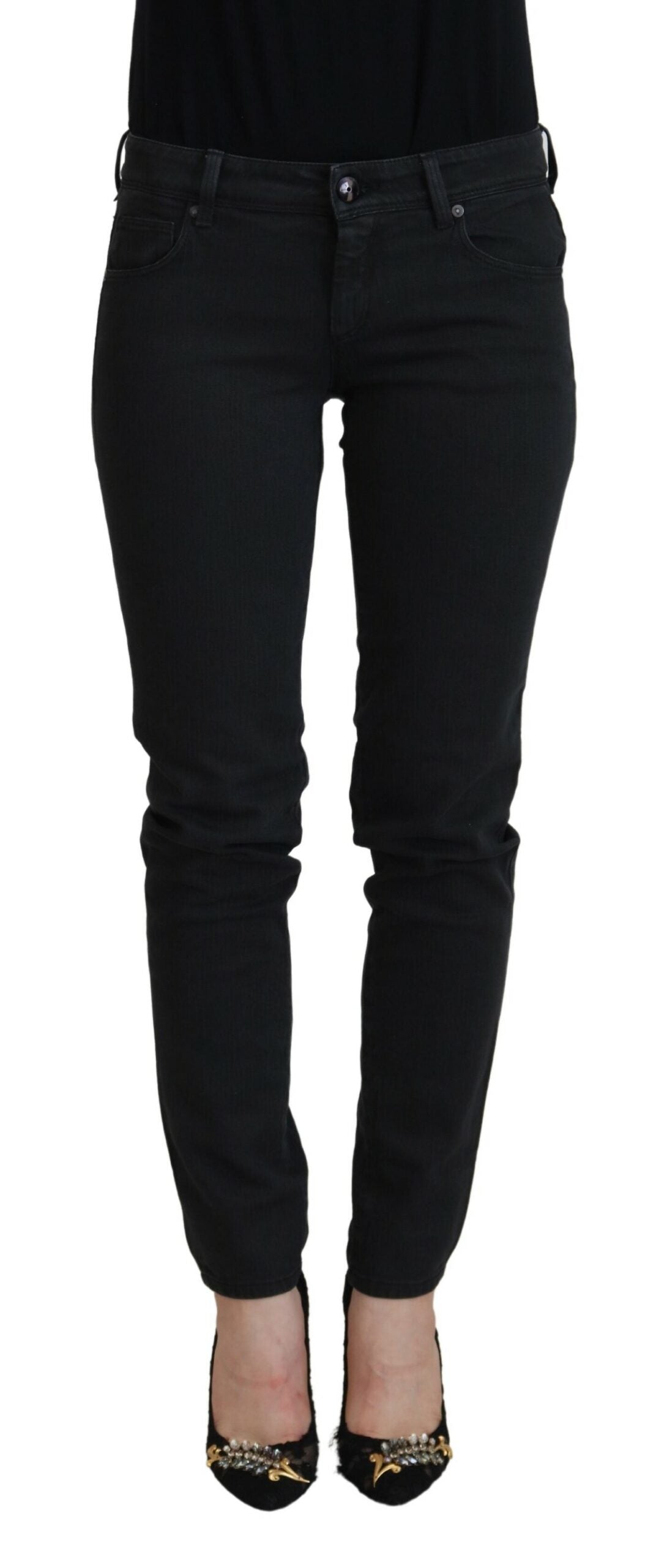 Ermanno Scervino Black Cotton Slim Fit Women Denim Jeans $915.00 Ermanno Scervino Luzworld