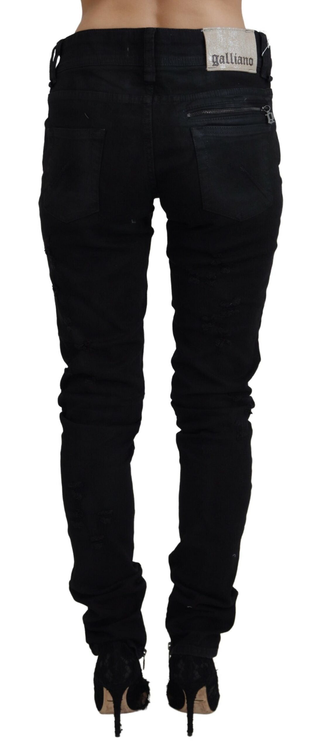 John Galliano Black Cotton Mid Waist Skinny Slim Fit Denim Jeans $726.00 John Galliano Luzworld