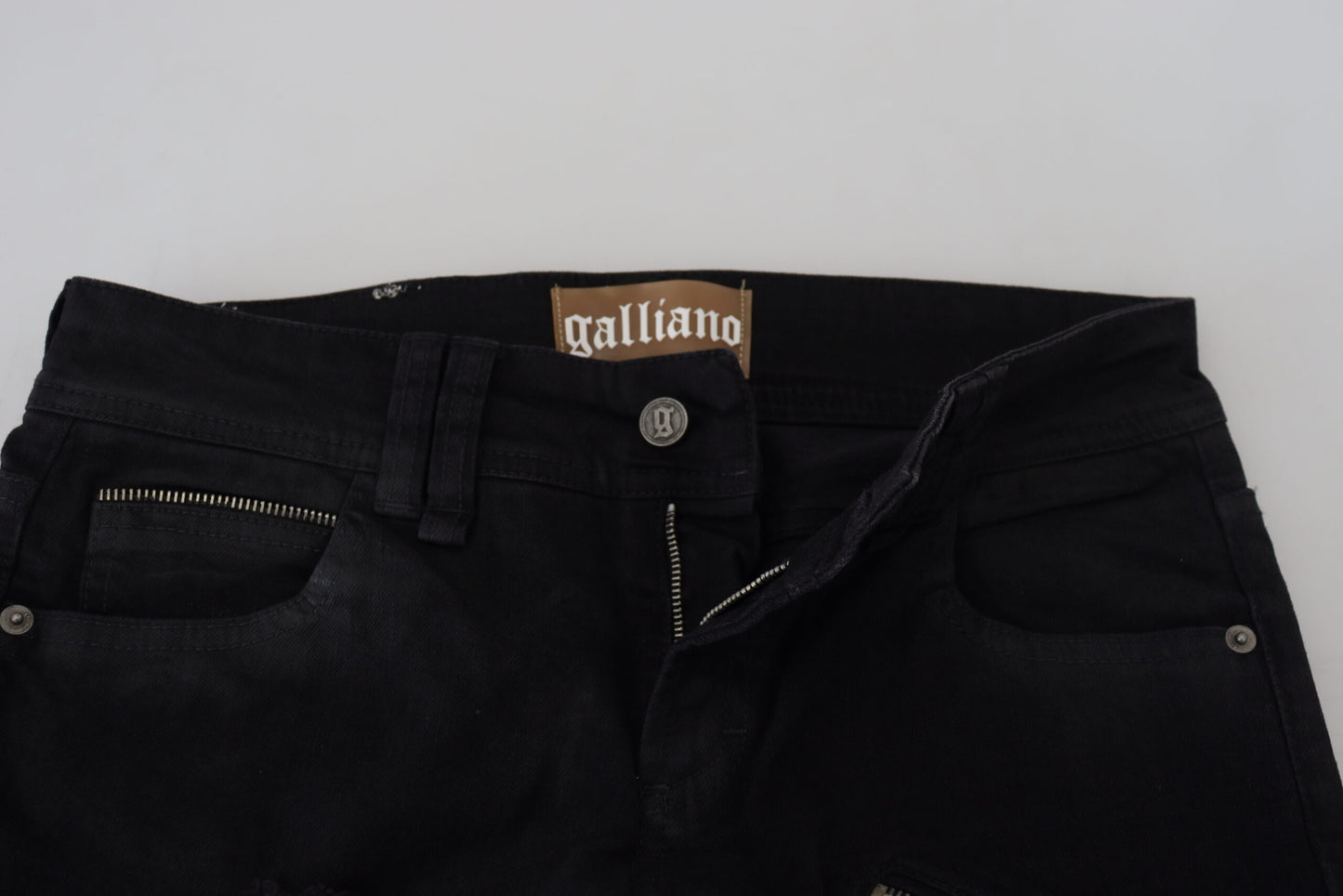 John Galliano Black Cotton Mid Waist Skinny Slim Fit Denim Jeans $726.00 John Galliano Luzworld