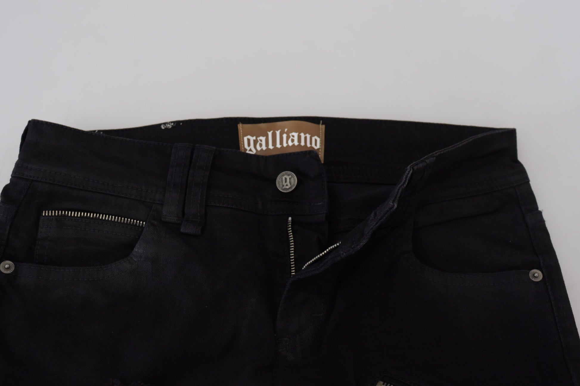 John Galliano Black Cotton Mid Waist Skinny Slim Fit Denim Jeans $726.00 John Galliano Luzworld