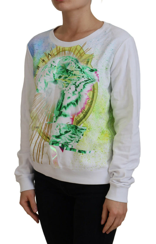Versace Jeans White Graphic Print Long Sleeves Sweater $654.00 Versace Jeans Luzworld