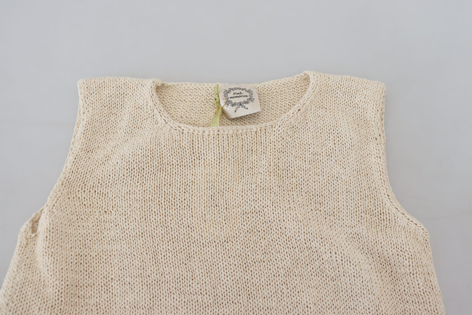 PINK MEMORIES Beige Cotton Blend Sleeveless Round Neck Tank Top $198.00 PINK MEMORIES Luzworld