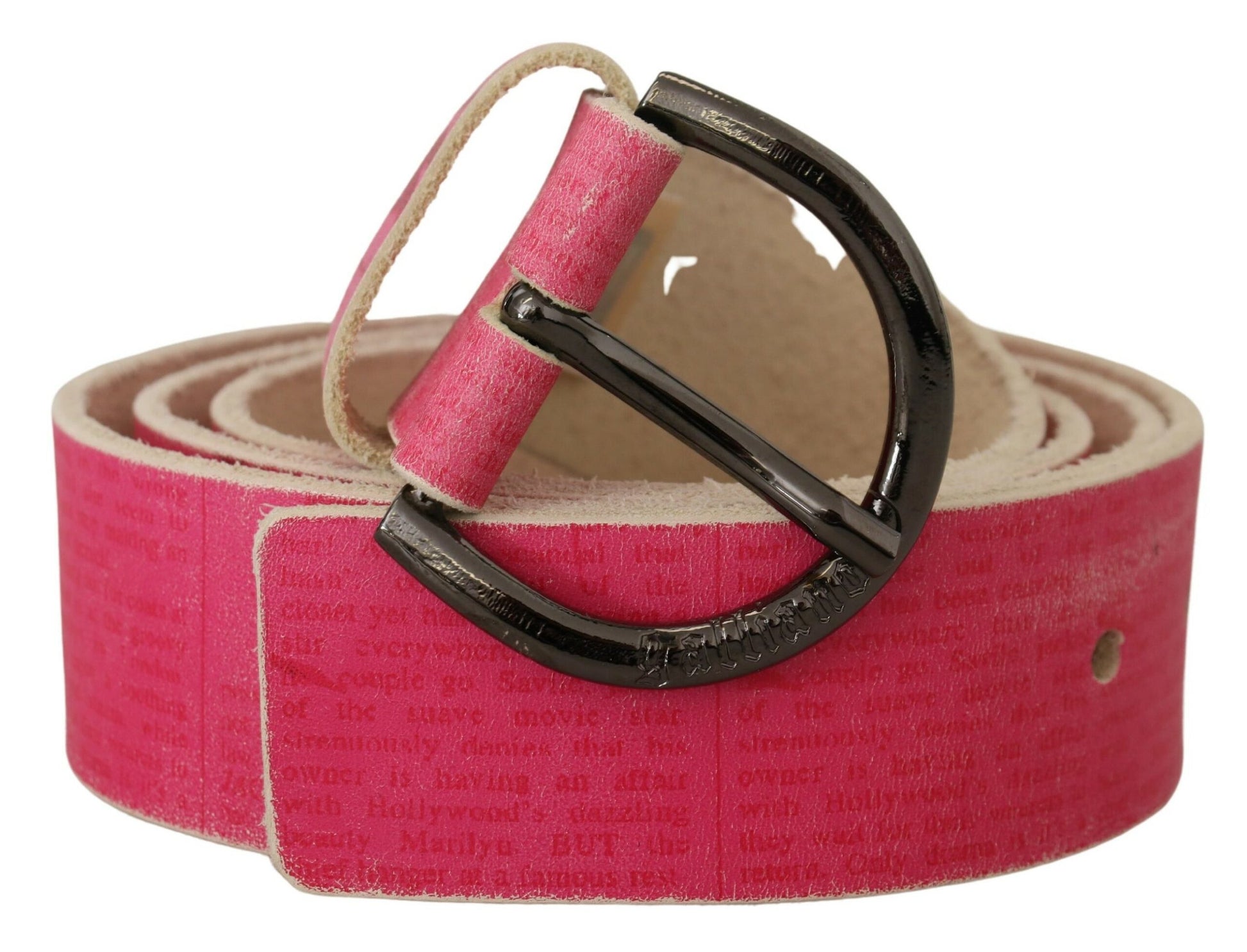 John Galliano Pink Leather Letter Logo Round Buckle Waist Belt $219.00 John Galliano Luzworld