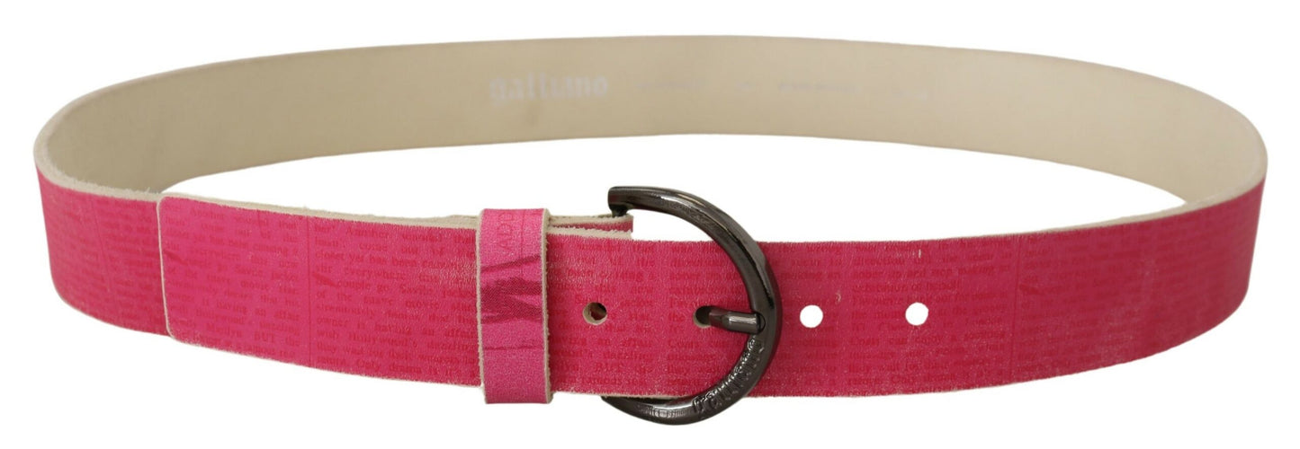 John Galliano Pink Leather Letter Logo Round Buckle Waist Belt $219.00 John Galliano Luzworld