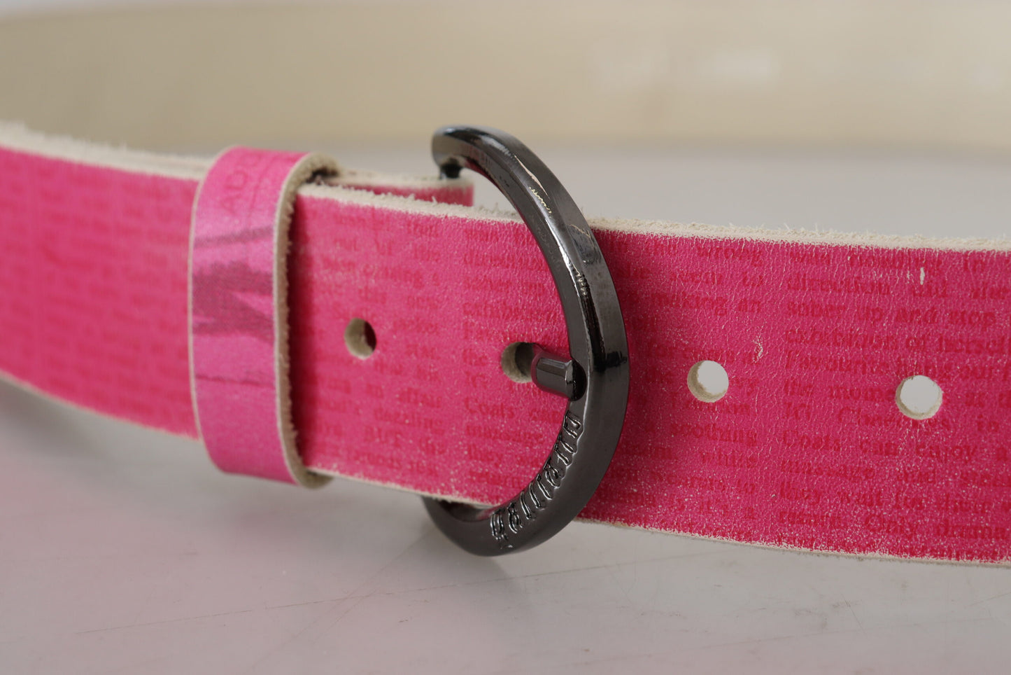 John Galliano Pink Leather Letter Logo Round Buckle Waist Belt $219.00 John Galliano Luzworld