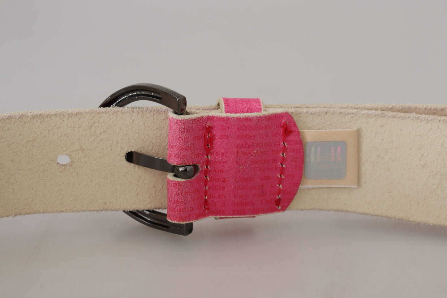 John Galliano Pink Leather Letter Logo Round Buckle Waist Belt $219.00 John Galliano Luzworld