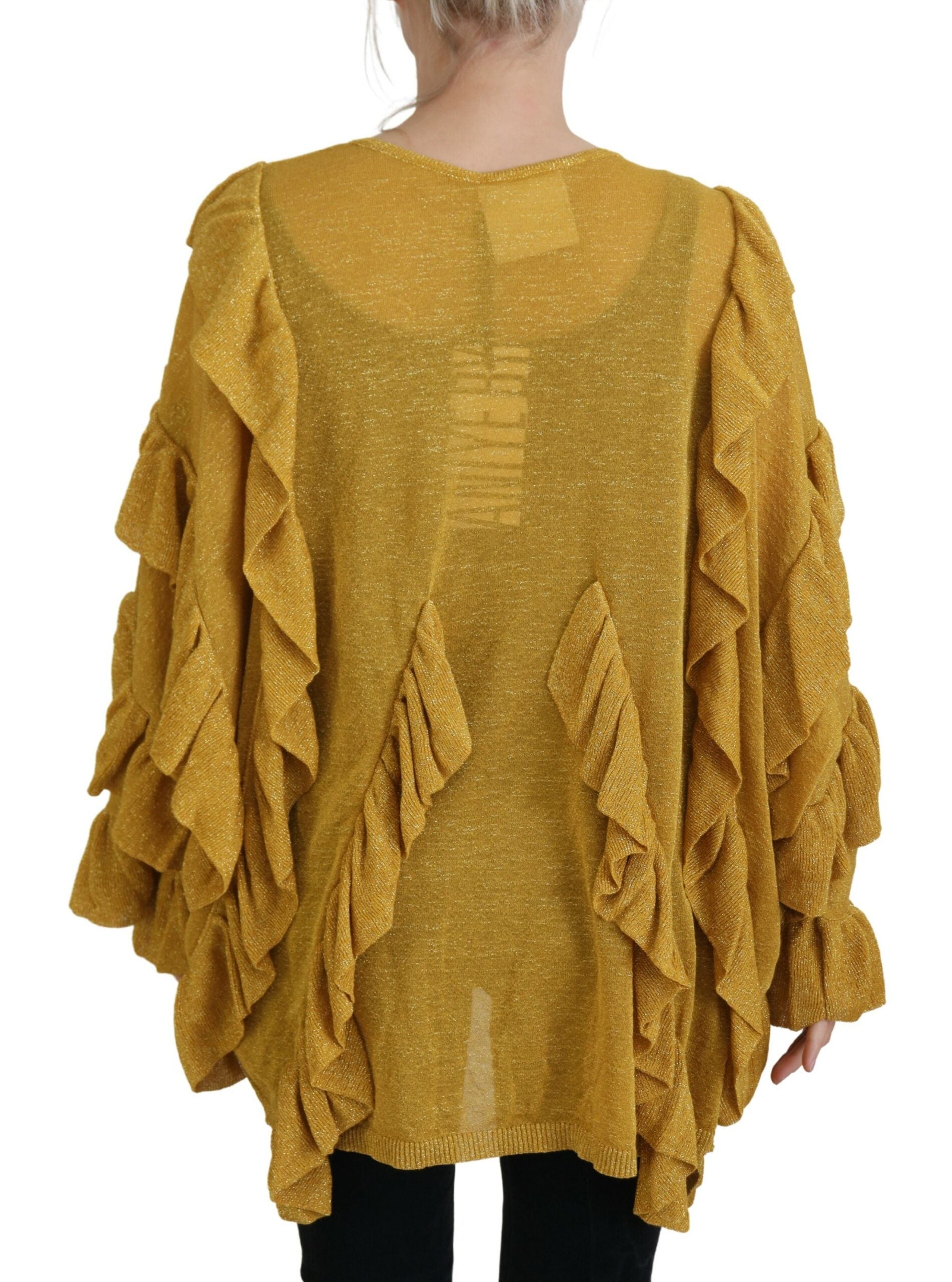 Aniye By Gold Long Sleeves Ruffled Women Cardigan Sweater $695.00 Aniye By Luzworld