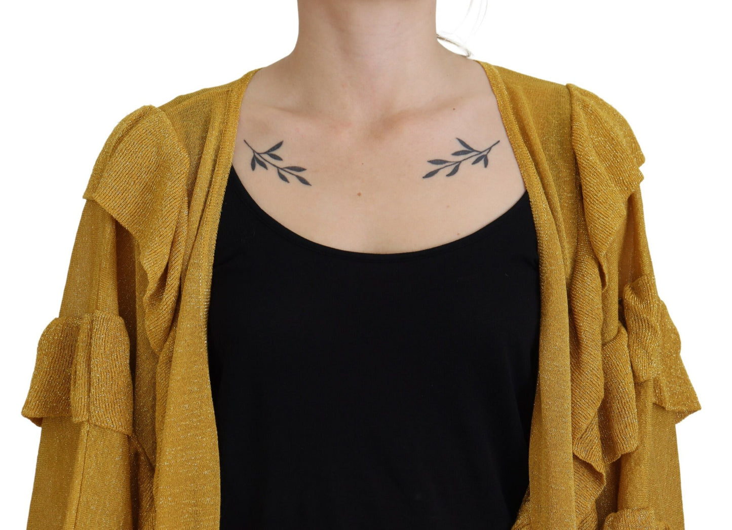 Aniye By Gold Long Sleeves Ruffled Women Cardigan Sweater $695.00 Aniye By Luzworld
