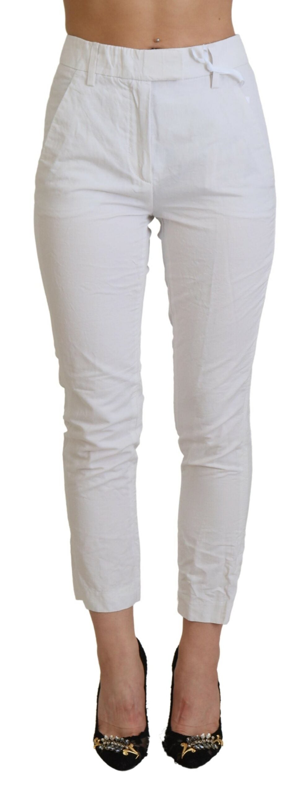 Dondup White High Waist Tapered Women Pants $532.00 Dondup Luzworld