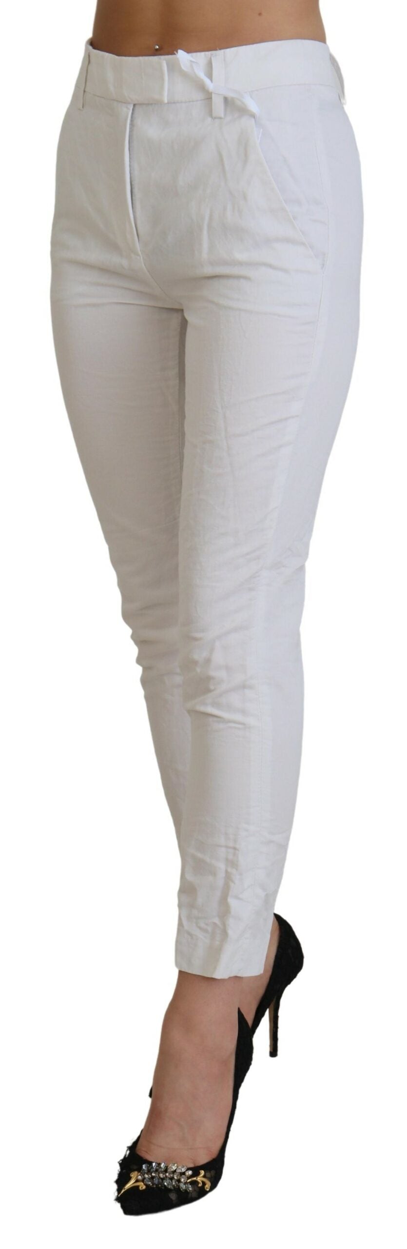 Dondup White High Waist Tapered Women Pants $532.00 Dondup Luzworld