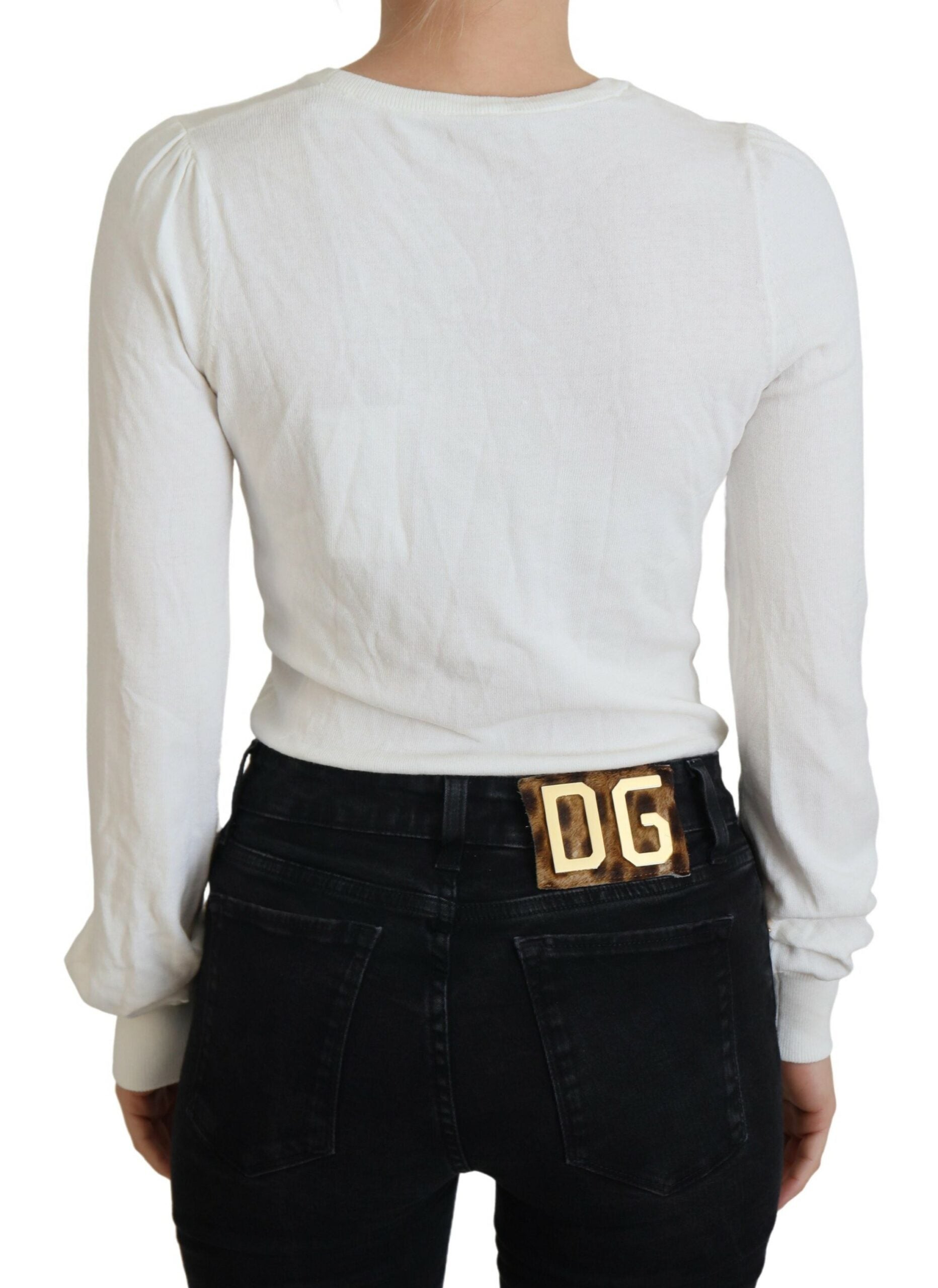 Patrizia Pepe Ivory V-Neck Long Sleeves Women Blouse Top $501.00 Patrizia Pepe Luzworld