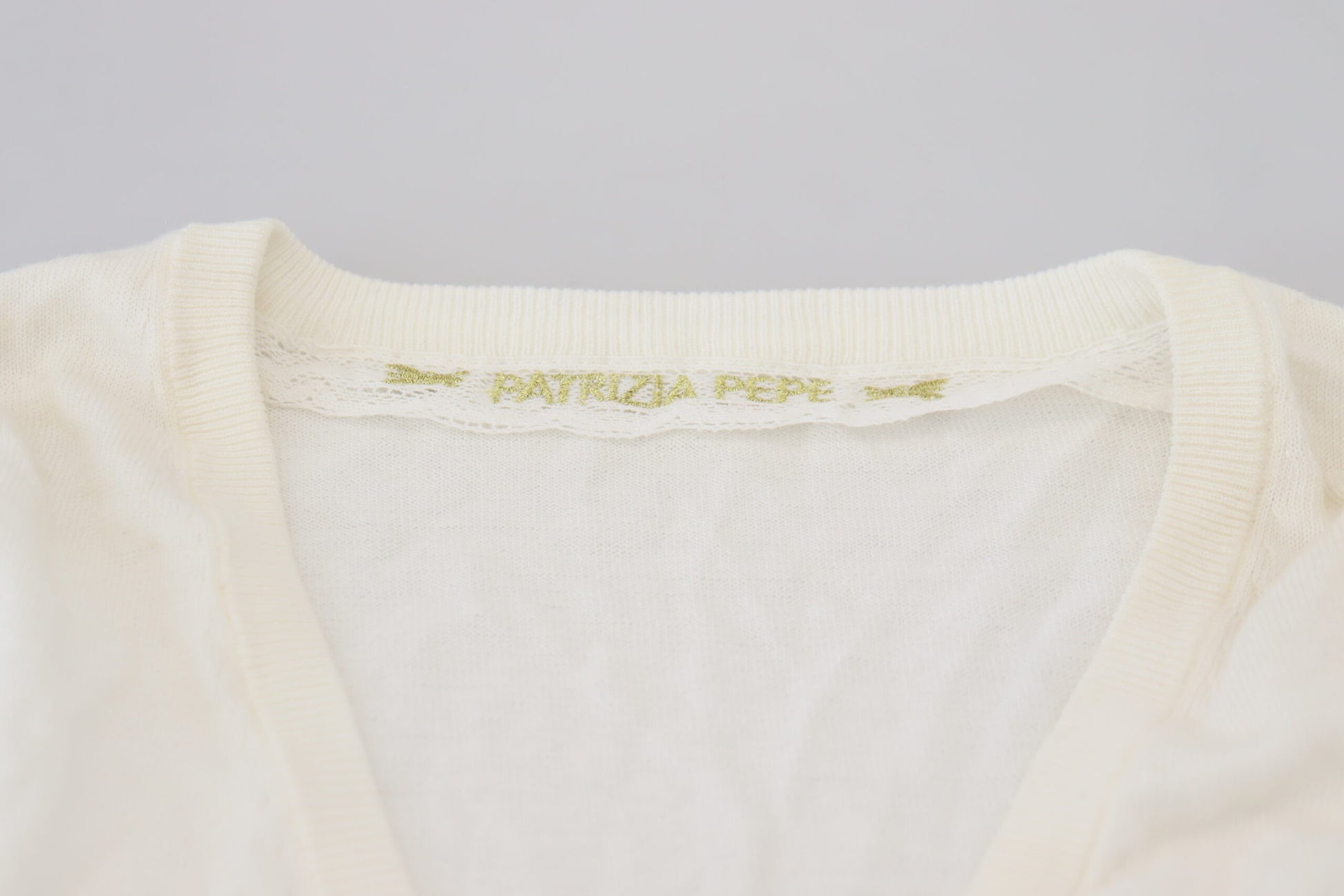Patrizia Pepe Ivory V-Neck Long Sleeves Women Blouse Top $501.00 Patrizia Pepe Luzworld