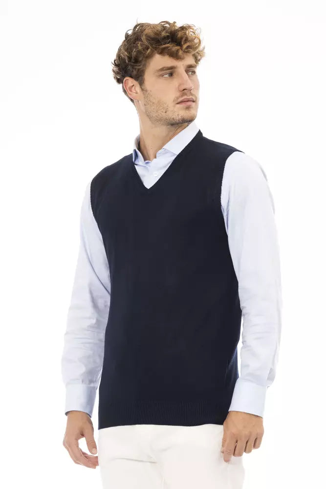 Alpha Studio Blue Viscose Men Jacket