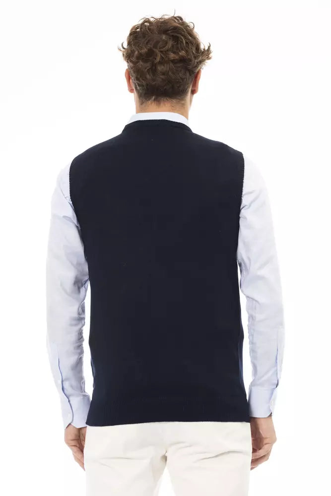 Alpha Studio Blue Viscose Men Jacket