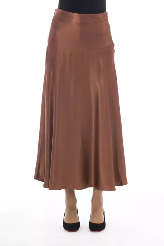 Alpha Studio Brown Viscose Women Skirt $503.00 Alpha Studio Luzworld