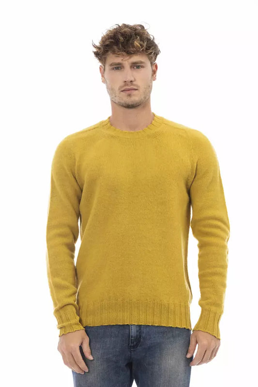 Alpha Studio Yellow Wool Men Sweater $485.00 Alpha Studio Luzworld