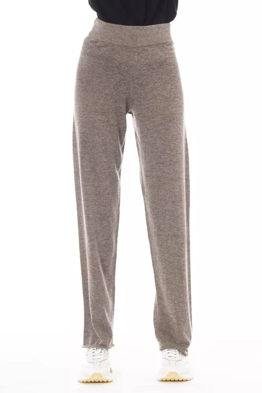Alpha Studio Brown Wool Women Pant $485.00 Alpha Studio Luzworld