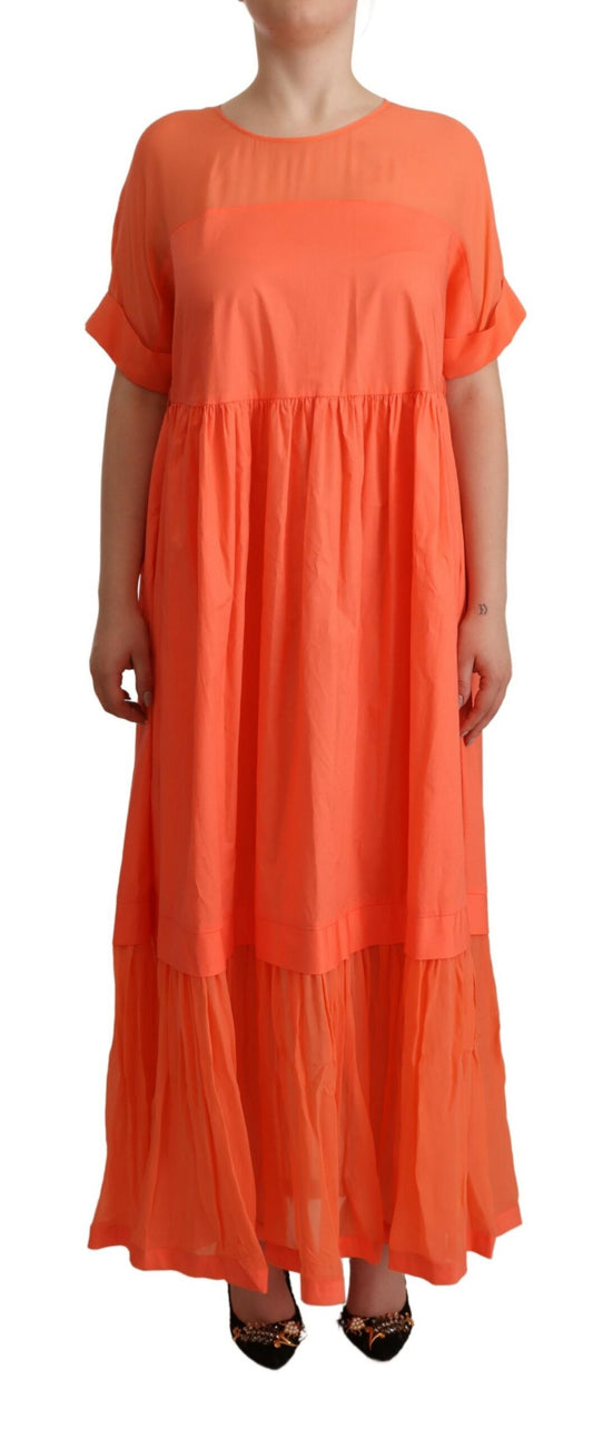 Twinset Coral Cotton Blend Short Sleeves Maxi Shift Dress $695.00 Twinset Luzworld