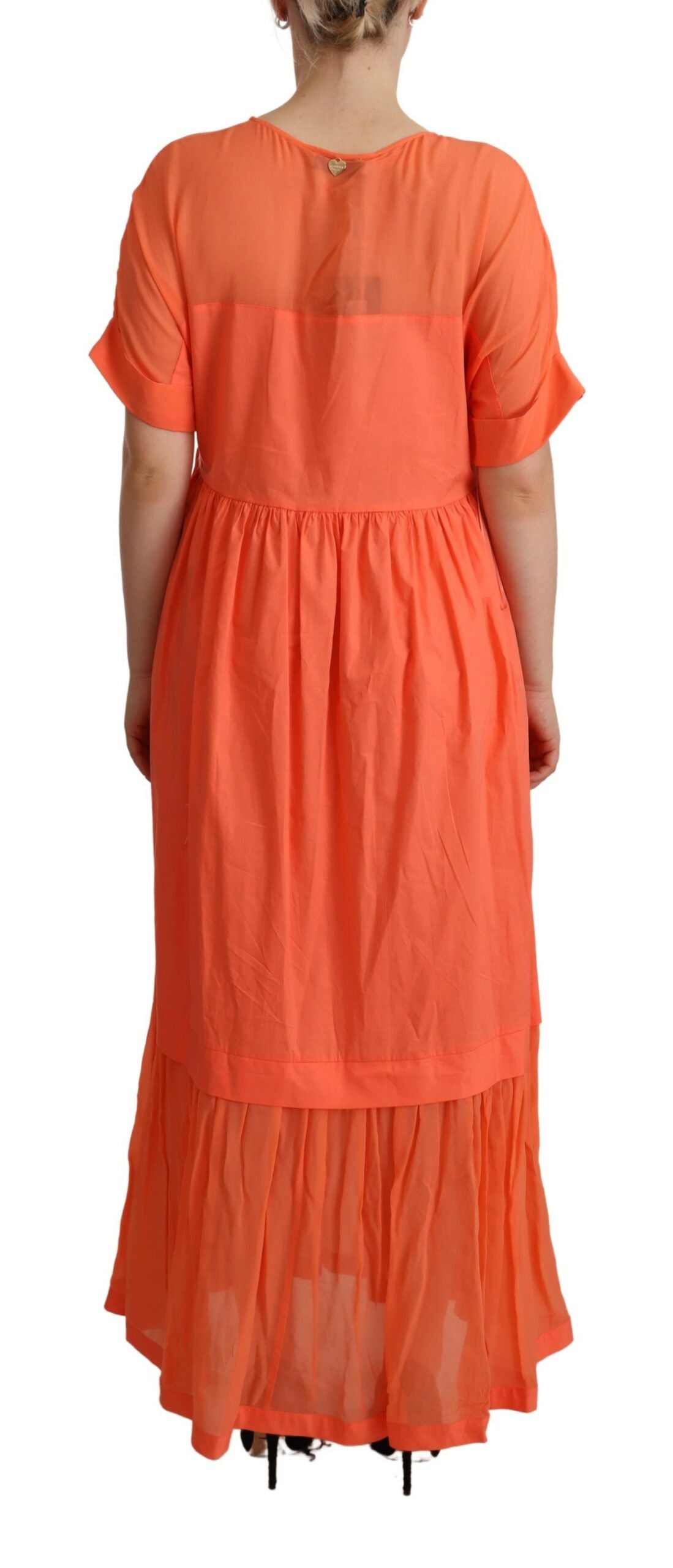 Twinset Coral Cotton Blend Short Sleeves Maxi Shift Dress $695.00 Twinset Luzworld