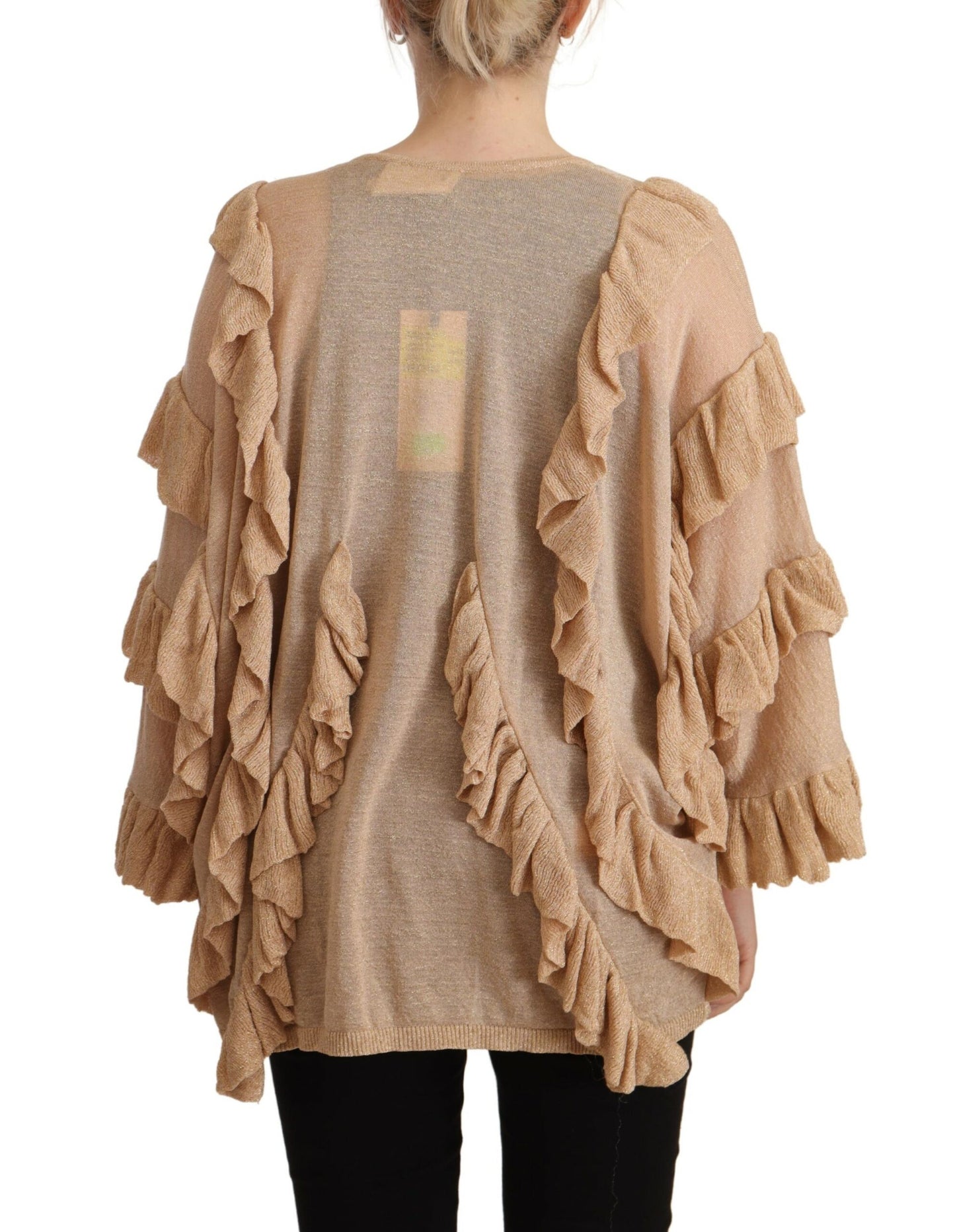 Aniye By Beige Ruffle Long Sleeves Open Front Cardigan Sweater $654.00 Aniye By Luzworld