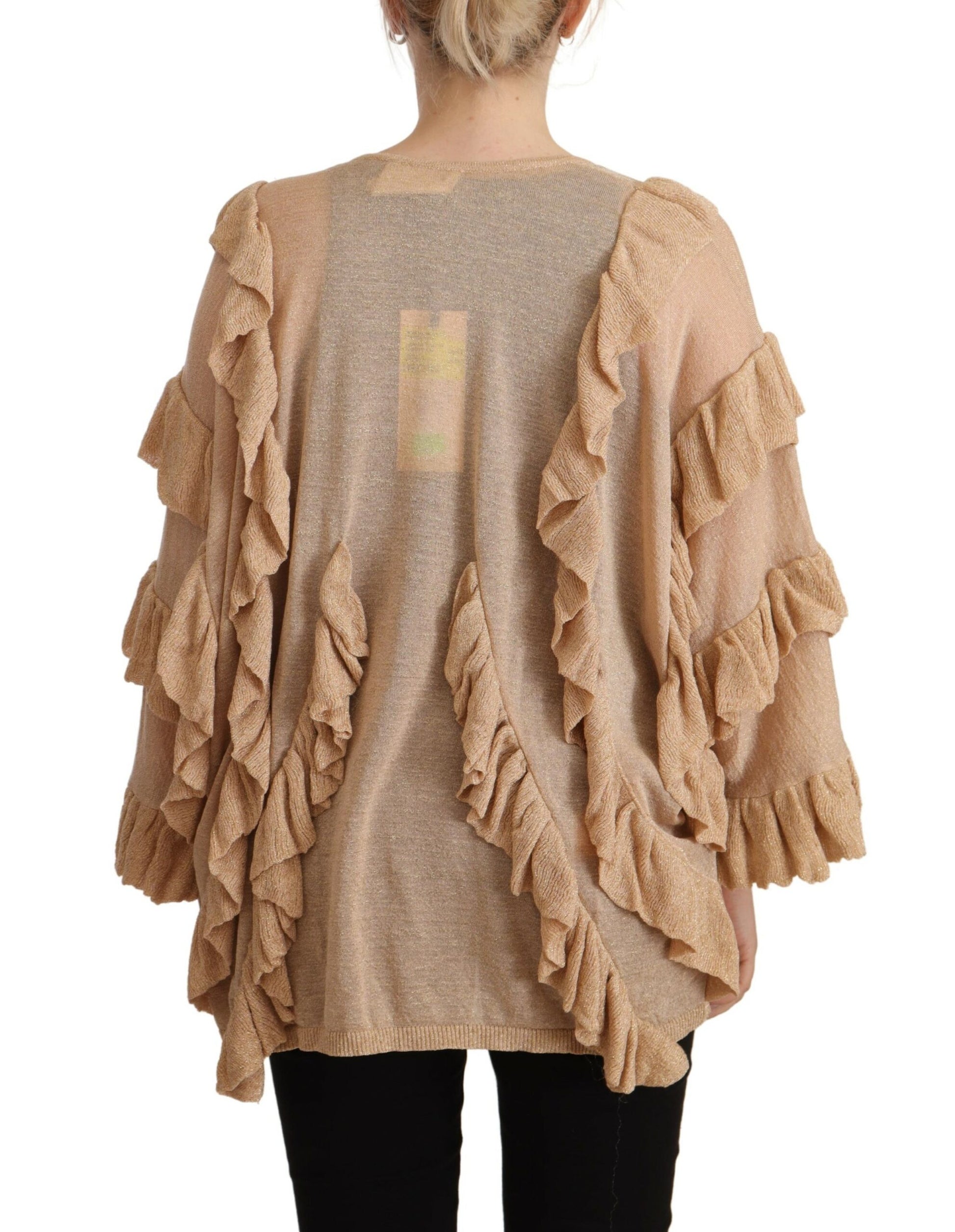 Aniye By Beige Ruffle Long Sleeves Open Front Cardigan Sweater $654.00 Aniye By Luzworld
