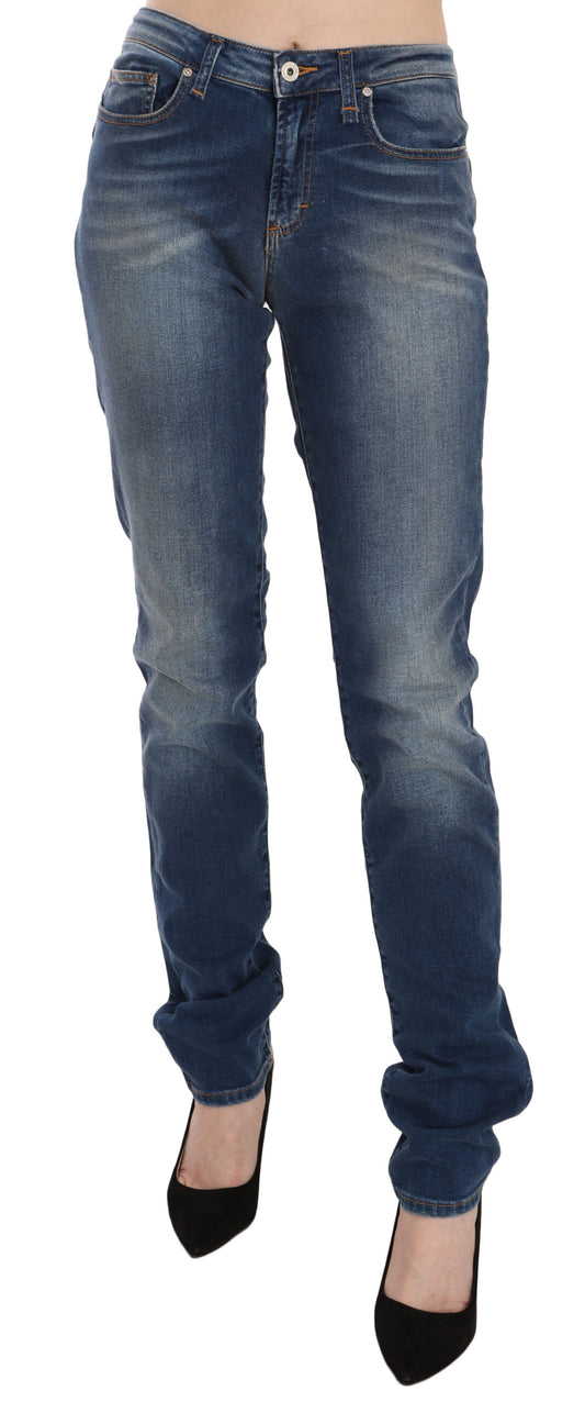 Fiorucci Blue Washed Mid Waist Slim Fit Denim Jeans $836.00 Fiorucci Luzworld