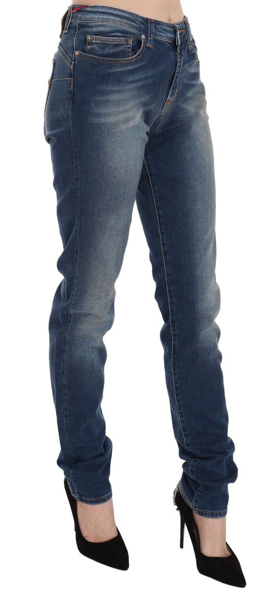 Fiorucci Blue Washed Mid Waist Slim Fit Denim Jeans $836.00 Fiorucci Luzworld
