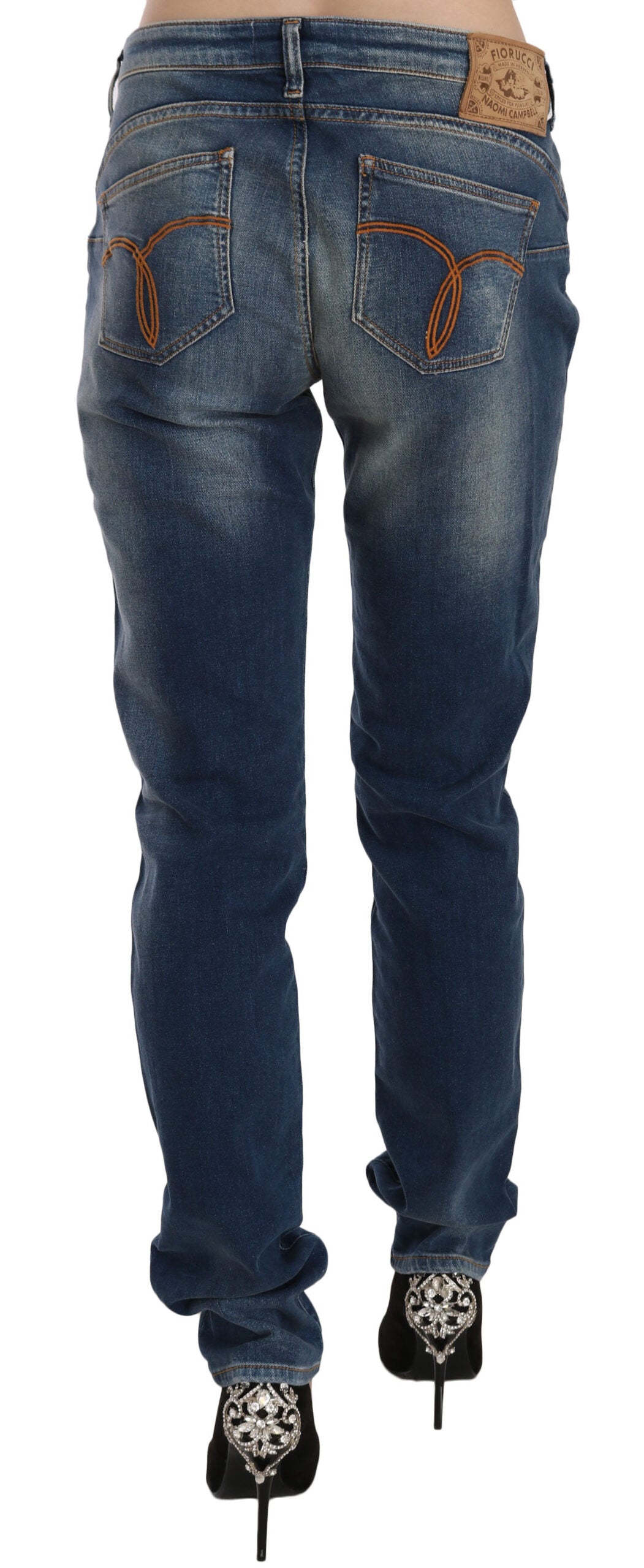 Fiorucci Blue Washed Mid Waist Slim Fit Denim Jeans $836.00 Fiorucci Luzworld