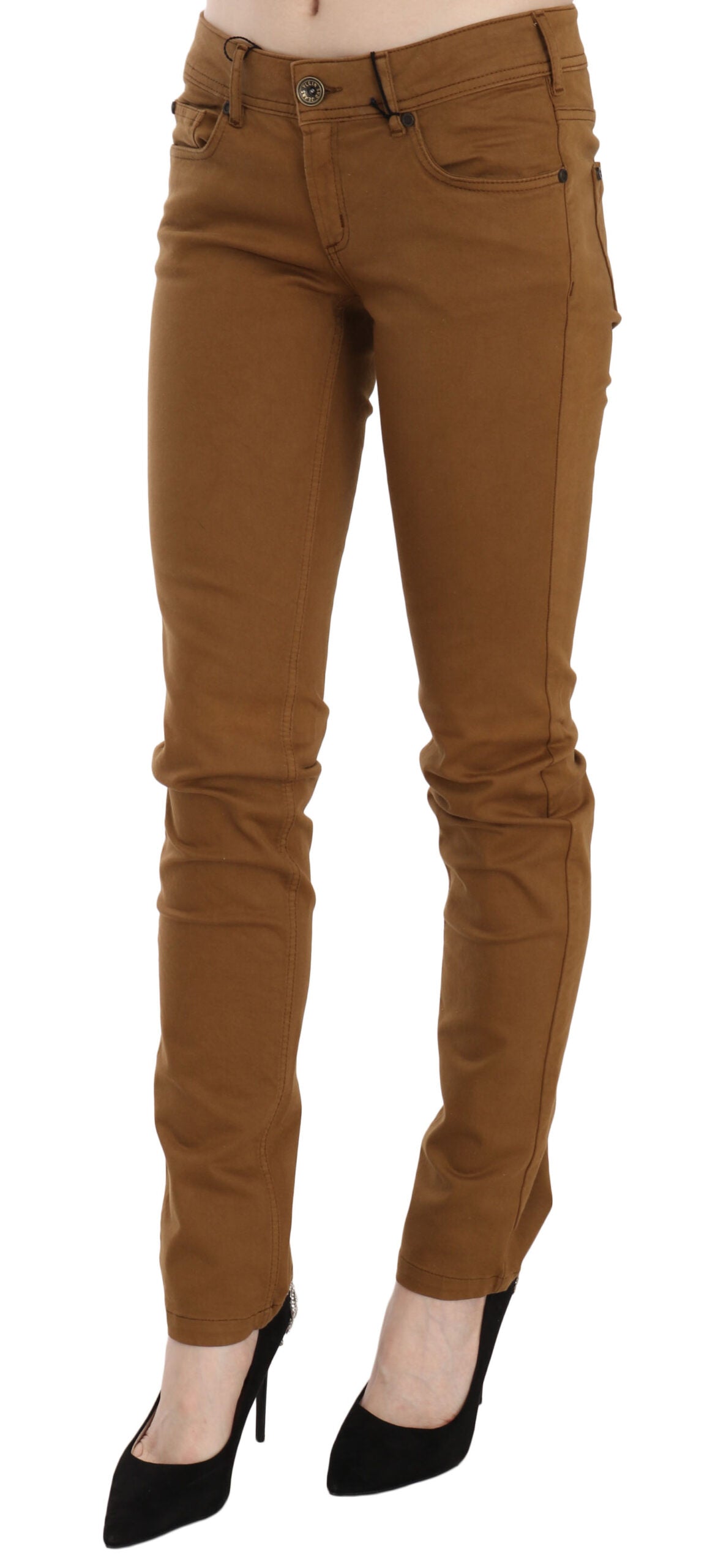 PLEIN SUD Brown Cotton Mid Waist Skinny Slim Fit Denim Jeans $654.00 PLEIN SUD Luzworld
