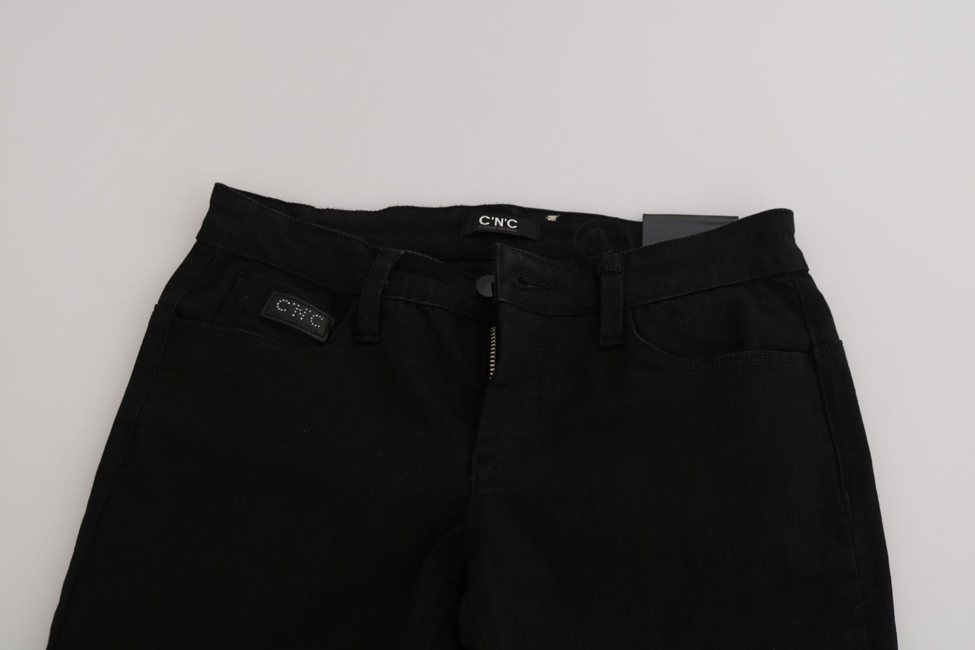 Costume National Black Sequined Mid Waist Slim Fit Denim Jeans $594.00 Costume National Luzworld