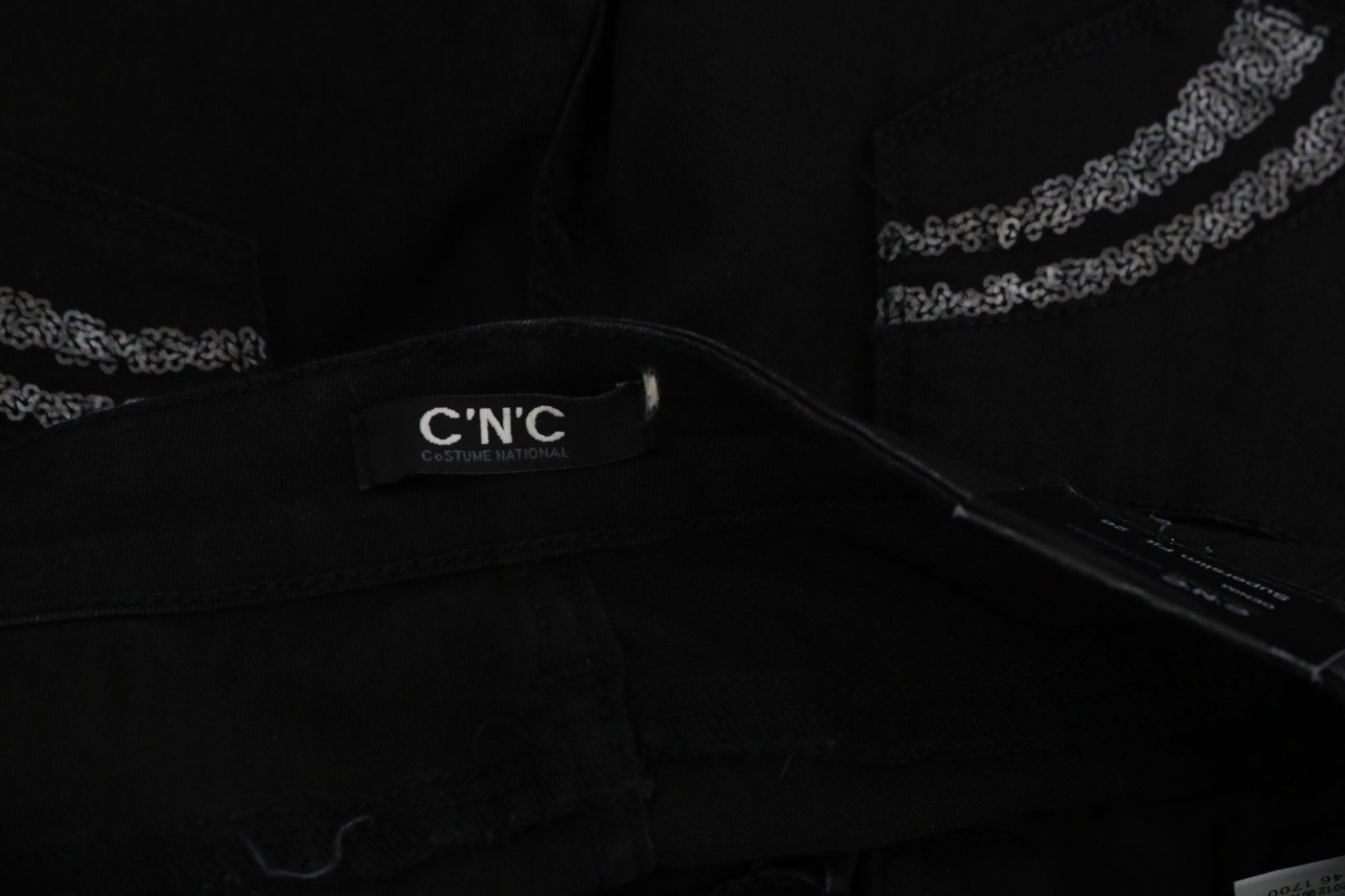 Costume National Black Sequined Mid Waist Slim Fit Denim Jeans $594.00 Costume National Luzworld