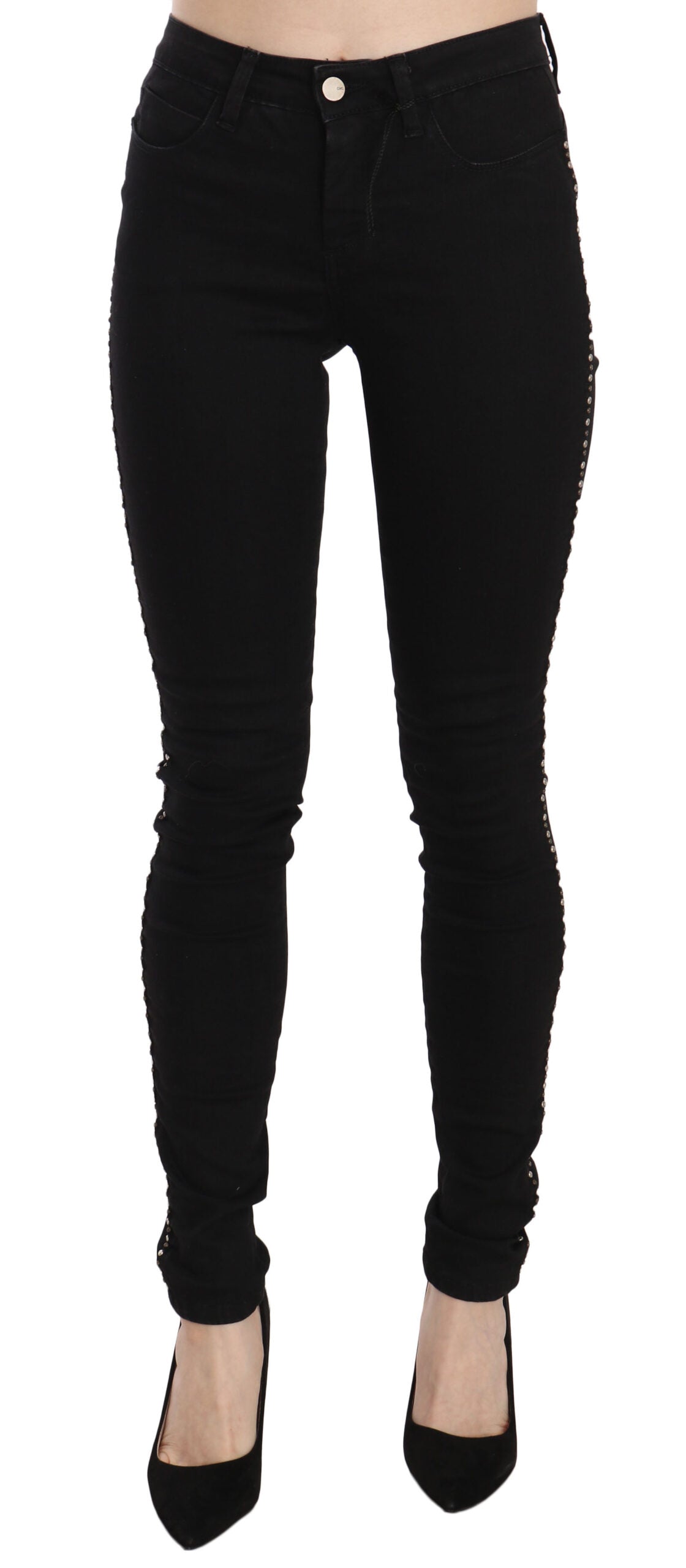 Costume National Black Embellished Mid Waist Skinny Denim Jeans $836.00 Costume National Luzworld